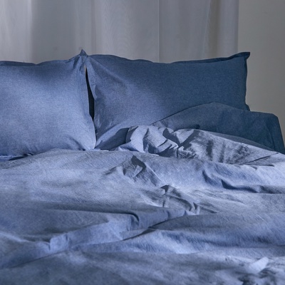 Простыня евро SL Home «Деним», 245×260 см, синяя, жатый хлопок