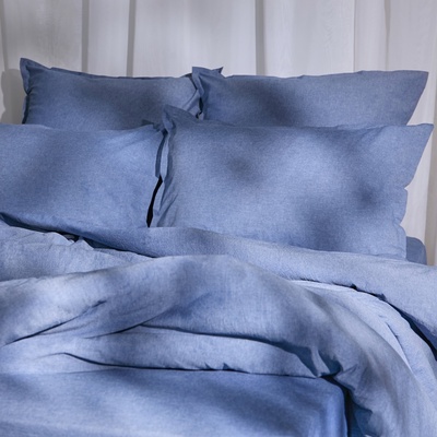 Простыня евро SL Home «Деним», 245×280 см, синяя, жатый хлопок