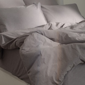 Простыня на резинке 2-спальная SL Home «Деним», 180×200+30 см, серая, жатый хлопок