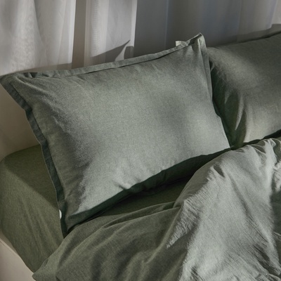 Простыня евро SL Home «Деним», 245×280 см, оливковая, жатый хлопок