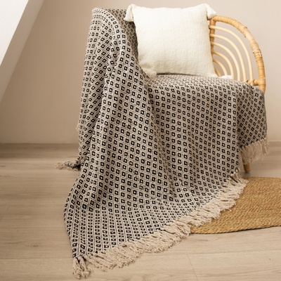 Плед вязаный с бахромой SL Home «Бохо», 125×150 см, хлопок 100%