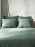 Простыня на резинке 2-спальная SL Home Tencel, 180×200+30 см, оливковая, тенсель - Фото 4