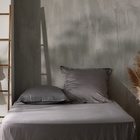 Простыня на резинке 2-спальная SL Home Tencel, 180×200+30 см, серая, тенсель - Фото 1