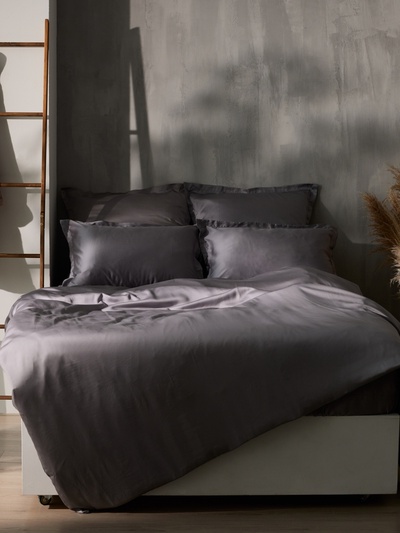 Простыня на резинке SL Home Tencel 200*200+30 см , цв. серый