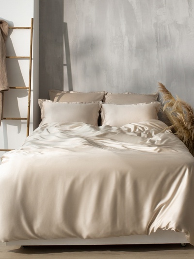 Простыня евро SL Home Tencel, 235×260 см, бежевая, тенсель