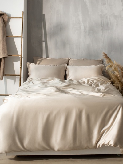 Простыня на резинке евро SL Home Tencel, 200×200+30 см, тенсель, бежевая
