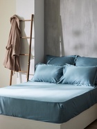 Простыня на резинке 1.5-спальная SL Home Tencel, 160×200+30 см, серо-голубая, тенсель - Фото 4