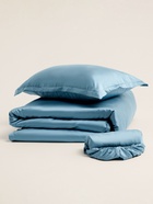 Простыня на резинке 1.5-спальная SL Home Tencel, 160×200+30 см, серо-голубая, тенсель - Фото 8