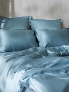 Простыня на резинке 2-спальная SL Home Tencel, 180×200+30 см, серо-голубая, тенсель - Фото 5