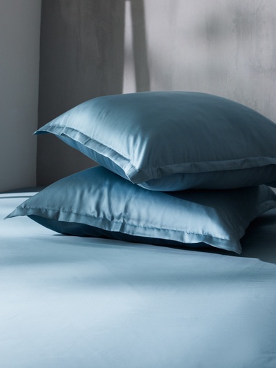 Простыня на резинке евро SL Home Tencel, 200×200+30 см, тенсель, серо-голубая