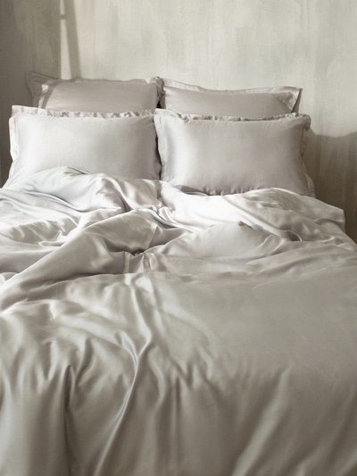 Простыня на резинке SL Home Tencel 200*200+30 см , цв. светло-серый