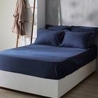 Простыня на резинке 2-спальная SL Home Tencel, 180×200+30 см, синяя, тенсель - Фото 1