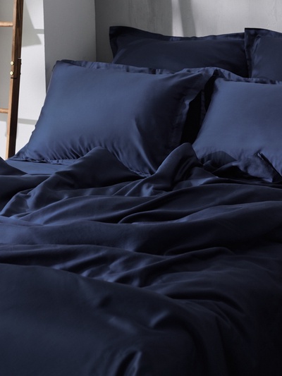 Простыня на резинке евро SL Home Tencel, 200×200+30 см, тенсель, синяя