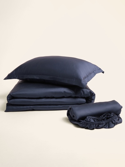 Простыня на резинке евро SL Home Tencel, 200×200+30 см, тенсель, синяя