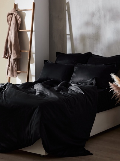 Простыня евро SL Home Tencel, 235×260 см, тенсель, чёрная