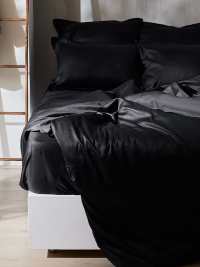 Простыня евро SL Home Tencel, 235×260 см, тенсель, чёрная