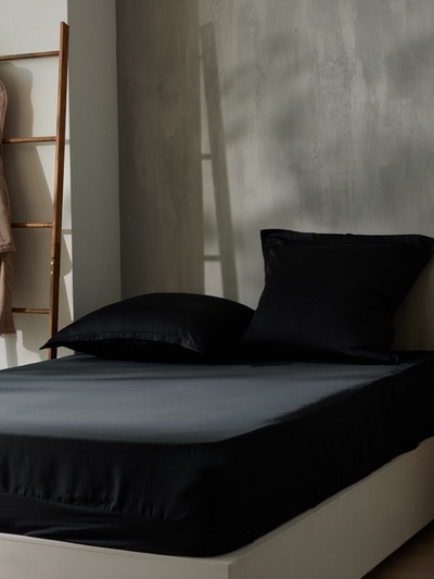 Простыня евро SL Home Tencel, 235×260 см, тенсель, чёрная