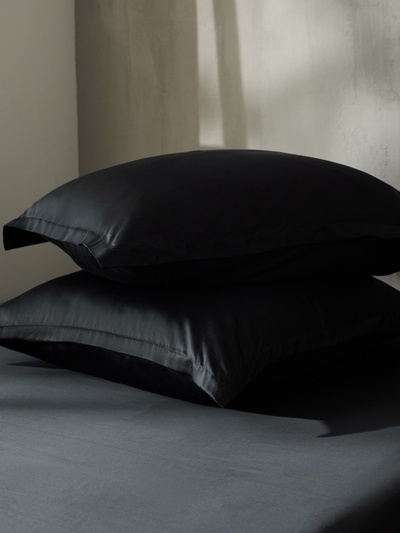 Простыня на резинке евро SL Home Tencel, 200×200+30 см, чёрная, тенсель