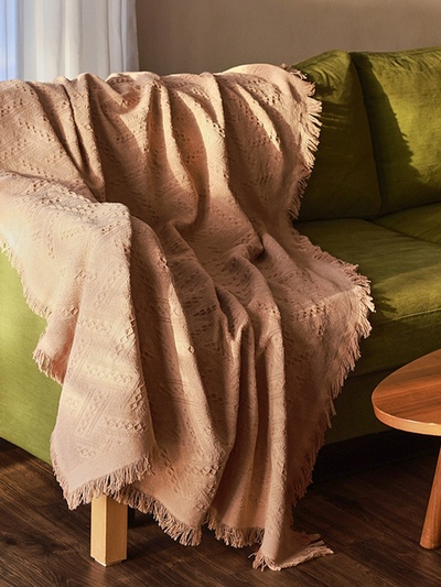 Плед с бахромой SL Home Warm, 130×180 см, бежевый