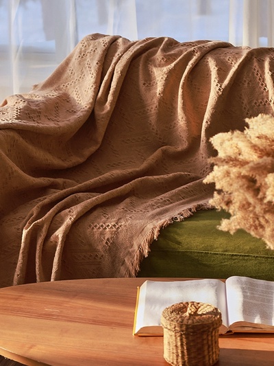 Плед с бахромой SL Home Warm, 130×180 см, бежевый