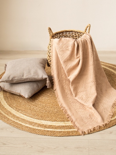 Плед с бахромой SL Home Warm, 130×180 см, бежевый