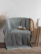 Плед с бахромой SL Home Waffle, 130×180 см, зелёный - Фото 16