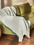 Плед с бахромой SL Home Waffle, 130×180 см, зелёный - Фото 8