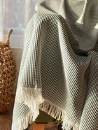 Плед с бахромой SL Home Waffle, 130×180 см, зелёный - Фото 5