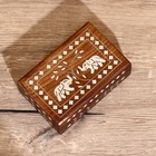 УЦЕНКА Шкатулка «Слоны», 15×10×6 см, дерево - Фото 2