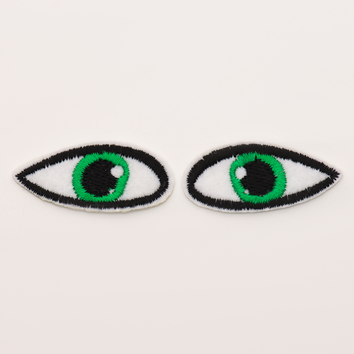 Набор термонаклеек «Глаза»: правый и левый, 1,4 × 3,5 см, овальный, цвет зелёный, 100 шт. - Фото 1
