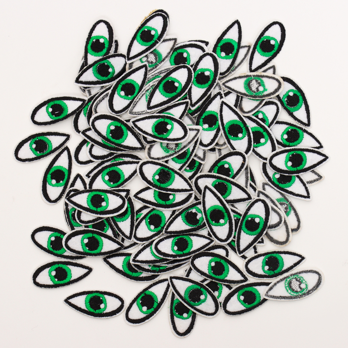 Набор термонаклеек «Глаза»: правый и левый, 1,4 × 3,5 см, овальный, цвет зелёный, 100 шт. - фото 1908030257