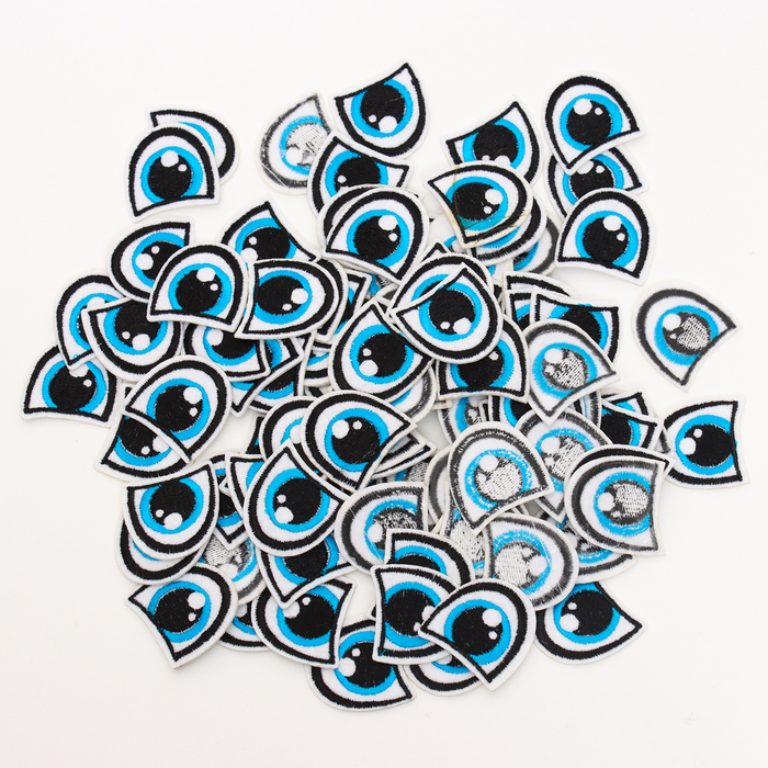 Набор термонаклеек «Глаза»: правый и левый, 3 × 3 см, овальный, цвет голубой, 100 шт.
