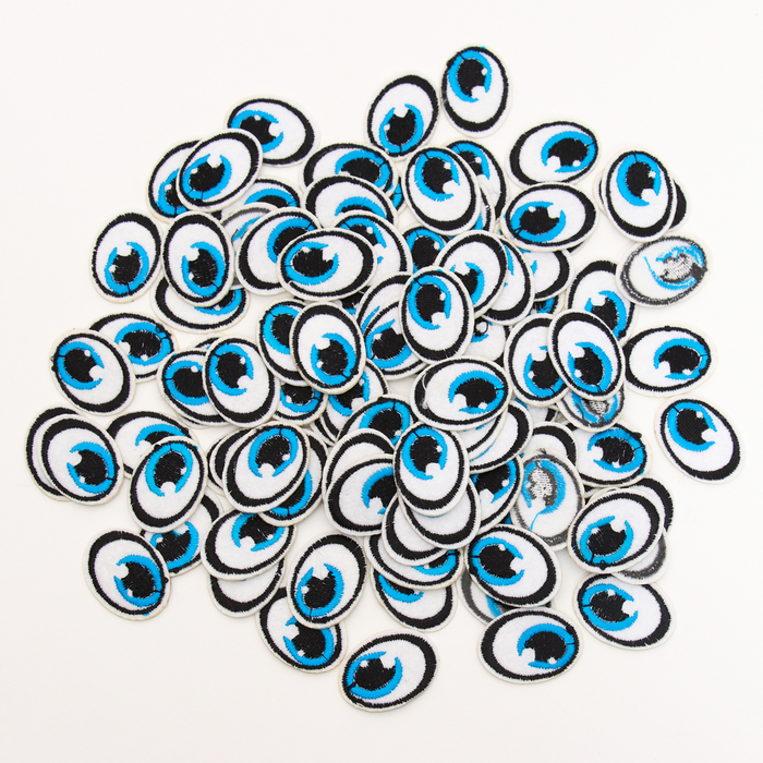 Набор термонаклеек «Глаза»: правый и левый, 2,7 × 2 см, овальный, цвет голубой, 100 шт.