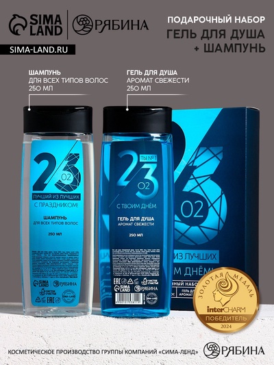 Подарочный набор «23 Февраля», гель для душа и шампунь для волос, 2×250 мл, HARD LINE