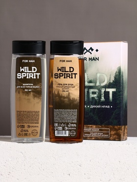 Подарочный набор WILD SPIRIT, гель для душа и шампунь для волос, 2×250 мл, HARD LINE