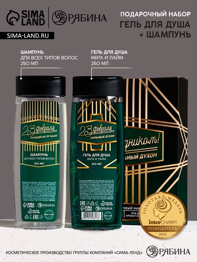 Подарочный набор «С 23 Февраля!»: гель для душа и шампунь для волос, 2×250 мл, HARD LINE