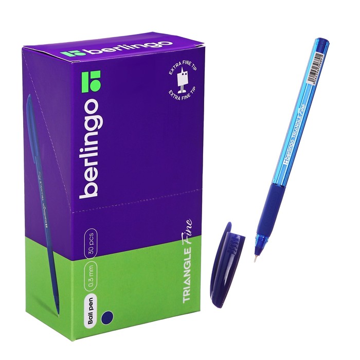 Ручка шариковая Berlingo "Triangle Fine", 0,3 мм, грип, синяя, трехгран