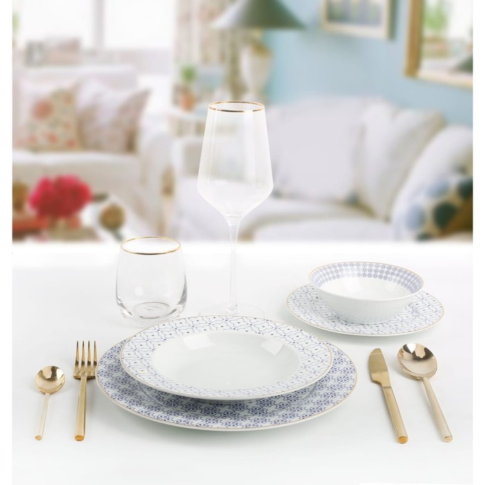 Набор посуды Arya Home Elegant Aqua, 24 предмета, цвет белый - Фото 1