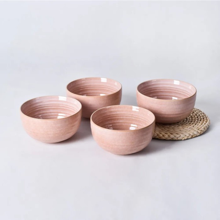 Набор салатников Arya Home Stoneware, 4 шт, цвет розовый - Фото 1