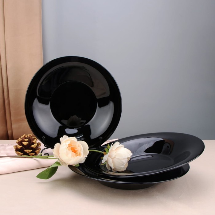 Тарелка глубокая Arya Home Globe, 6 шт, цвет чёрный - Фото 1