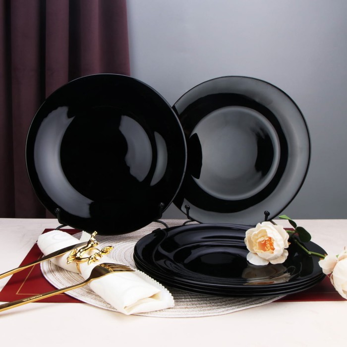 Тарелка обеденная Arya Home Globe, 6 шт, цвет чёрный - Фото 1