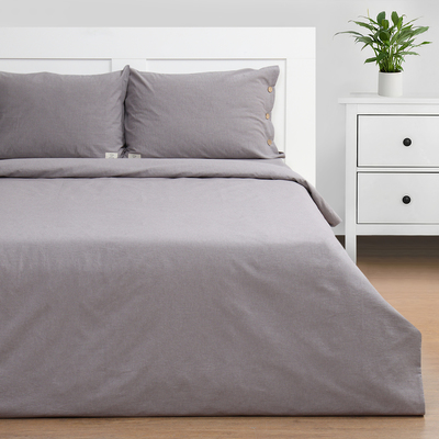 Постельное бельё 1.5-спальное «Этель» Denim, жатый хлопок, серое