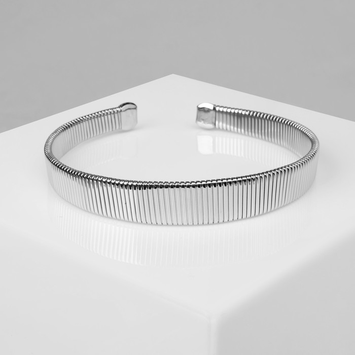 Чокер «Рельеф» широкий, 2 см, цвет серебро, 13.5 см - Фото 1