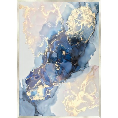 Репродукция картины «Сине-золотая абстракция», 70х100 см, рама 22-016