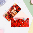 Конверт для денег "Поздравляю!" глиттер, красные розы, 17х8,5 см - Фото 1