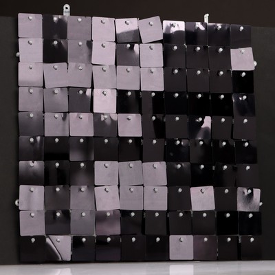 Панель с пайетками для фотозоны, квадратные, 30×30 см, чёрная