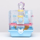 Клетка для грызунов «Пижон», 37×27×30 см, укомплектованная, с туннелем, пластик, металл, синяя - Фото 2