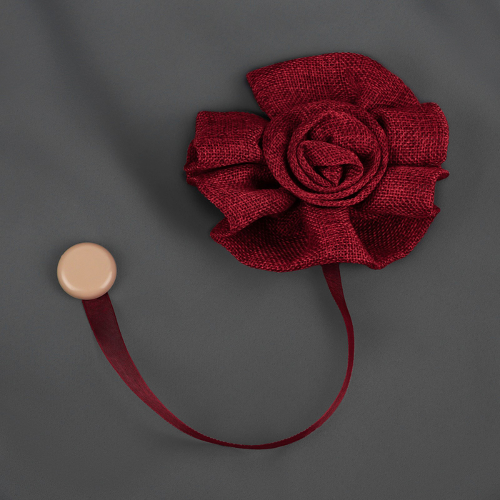 Подхват для штор «Роза», d = 11 см, цвет бордовый