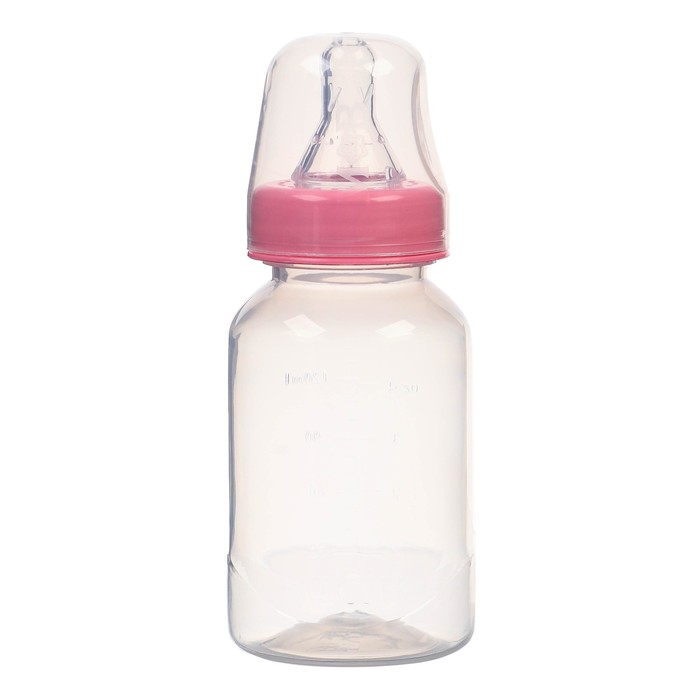 Бутылочка для кормления 150 мл цилиндр, цвет розовый
