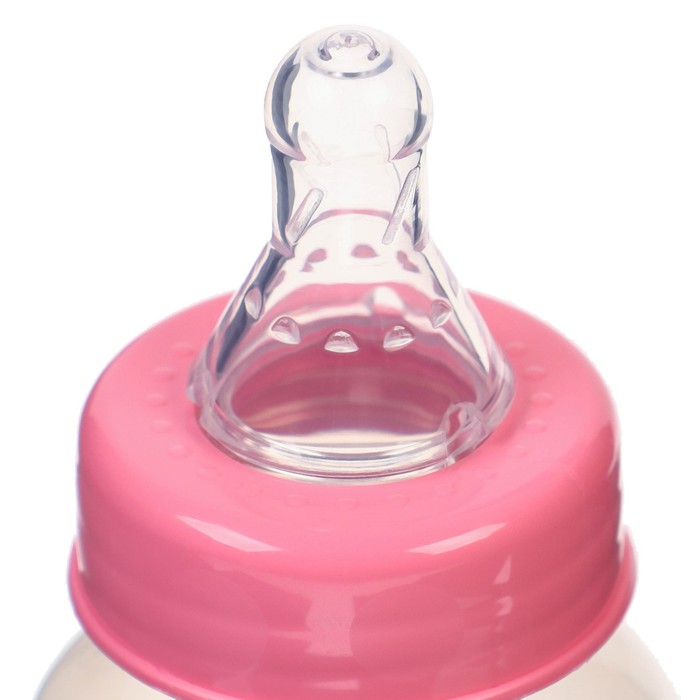 Бутылочка для кормления 150 мл цилиндр, цвет розовый